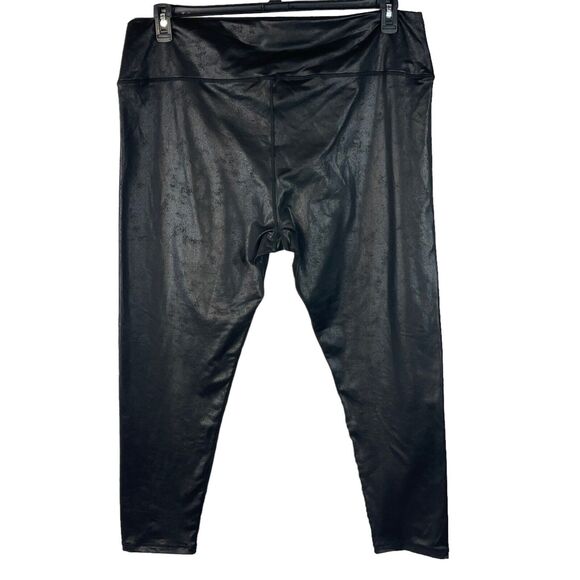 Black Tape 2X-Large Legging Pants Skinny Stretch Shiny Black Hi-Rise Pull-On New - Picture 3 of 6